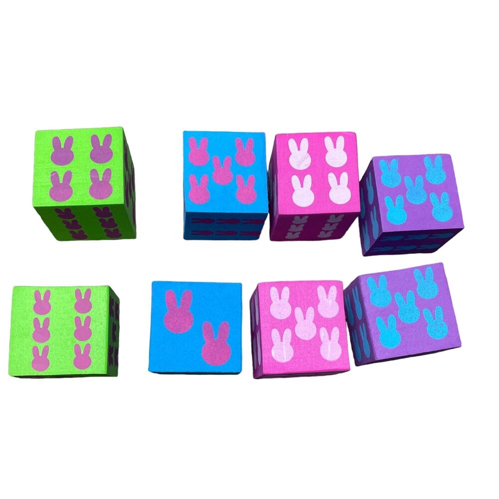 Easter Bunny Foam Dice Lot Of 8 Multicolored Teaching Resource Theme Spring OTC